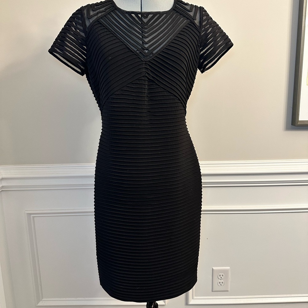 Calvin Klein Black Ribbed Short Sleeve Sheath Dress